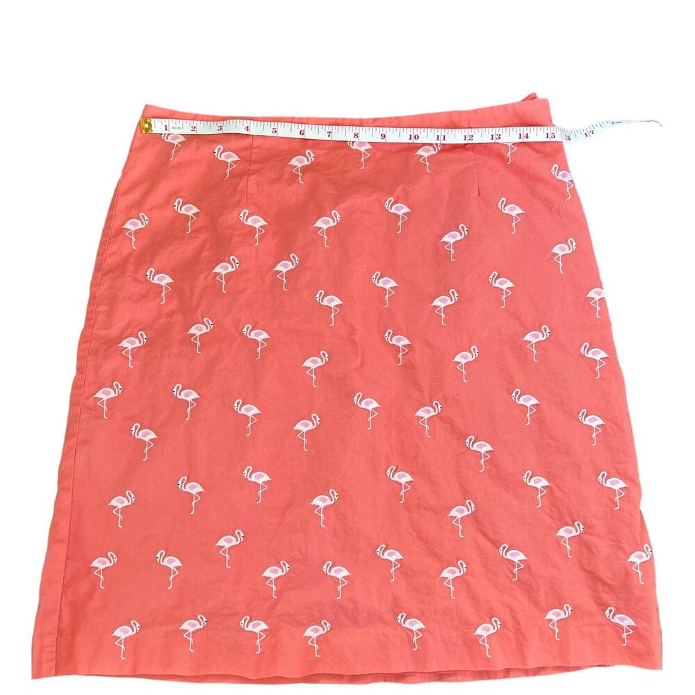 Vintage Talbots Midi Lined Skirt Embroidered Flamingos Peach Size Medium 10 - Picture 8 of 9
